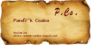 Panák Csaba névjegykártya